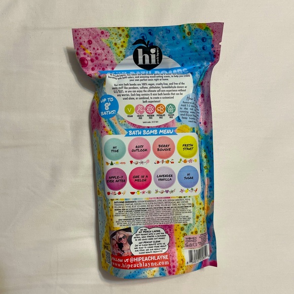 Hi Peach Layne 8 Mini Bath Bombs Sample Bag NWT - Picture 3 of 4